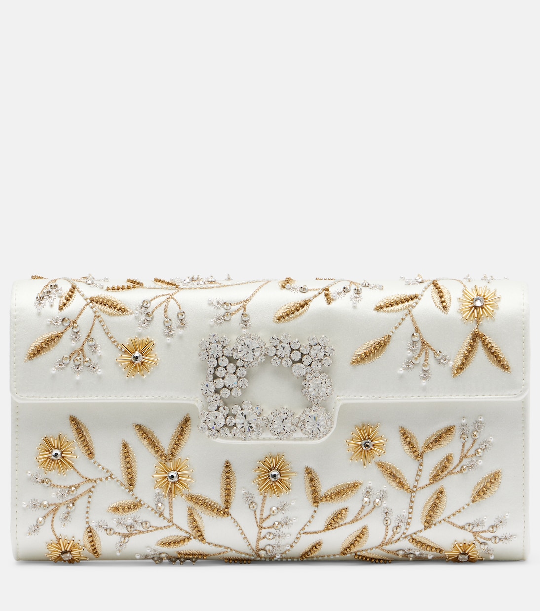 Efflorescence embellished satin clutch | Roger Vivier