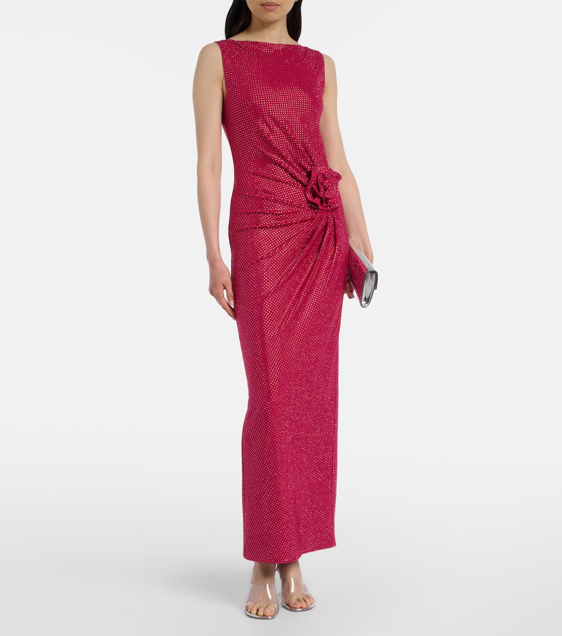 Floral-appliqué embellished gathered maxi dress | Roland Mouret