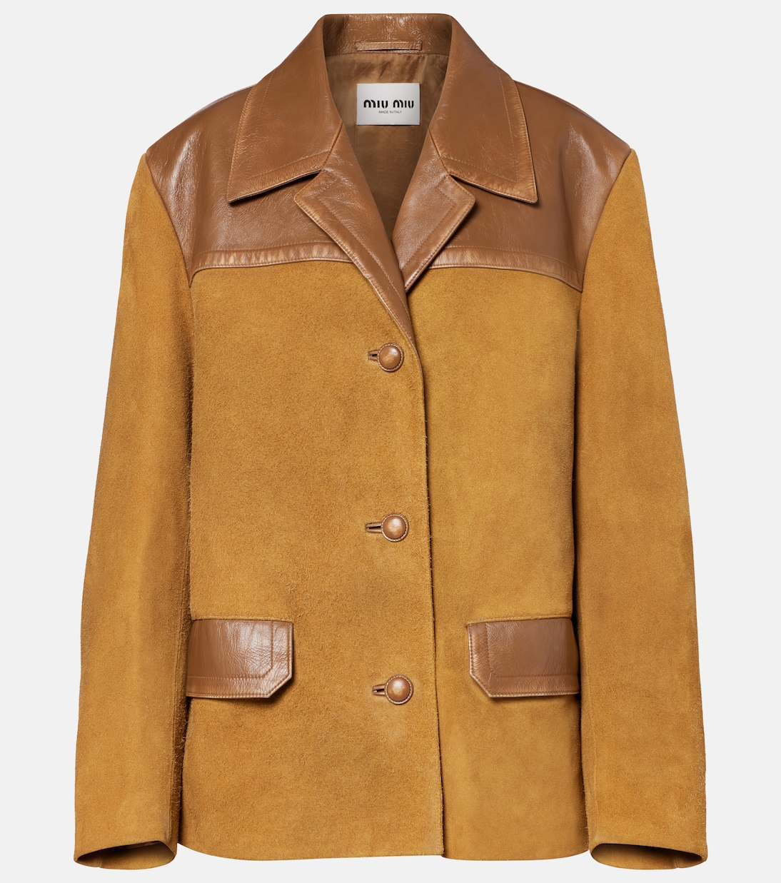 Leather-trimmed suede jacket | Miu Miu