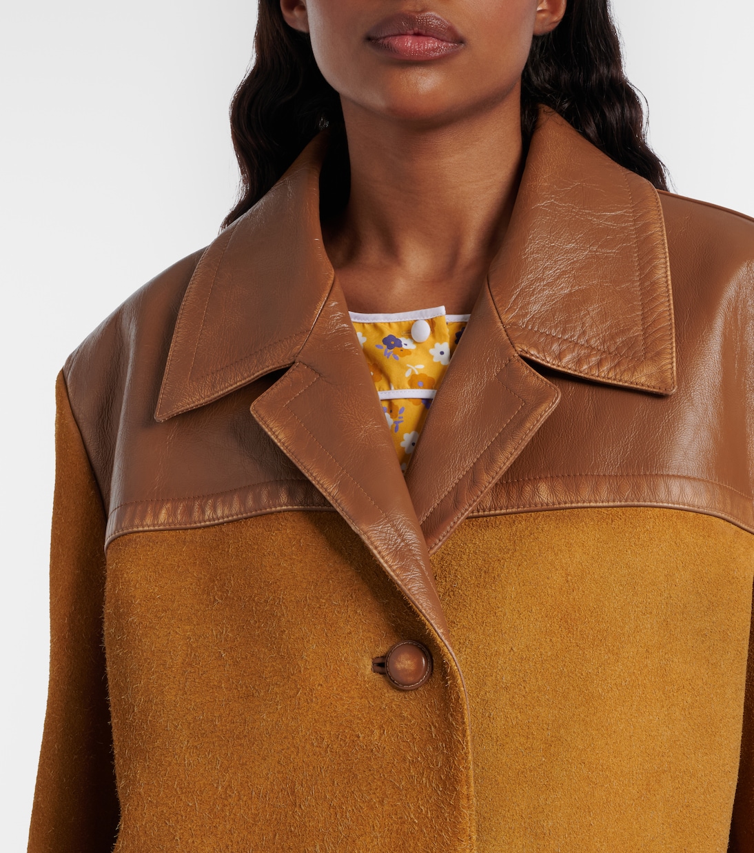 Leather-trimmed suede jacket | Miu Miu