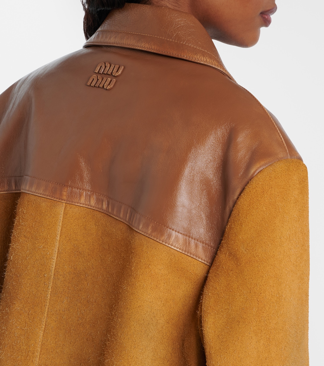 Leather-trimmed suede jacket | Miu Miu