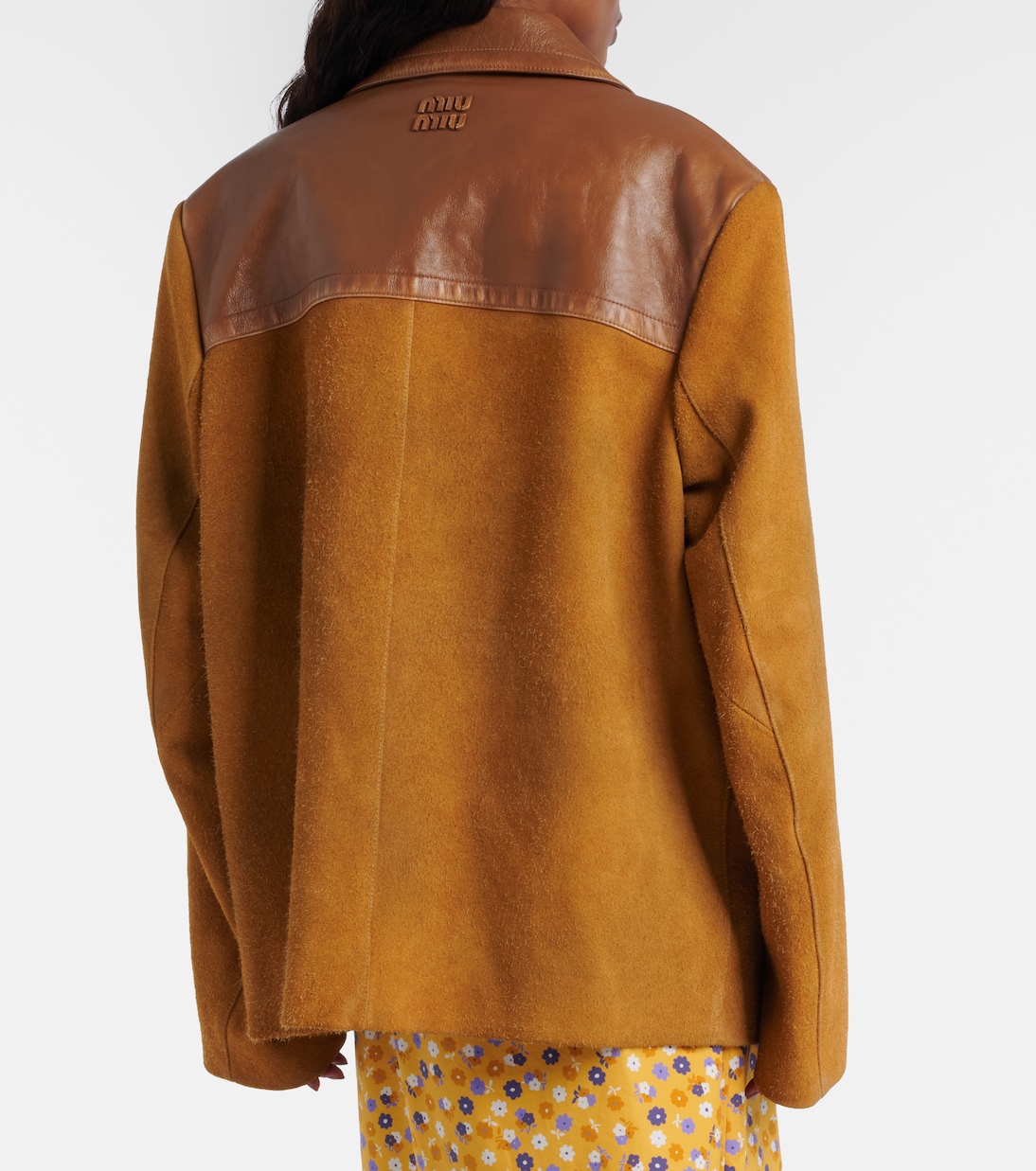 Leather-trimmed suede jacket | Miu Miu