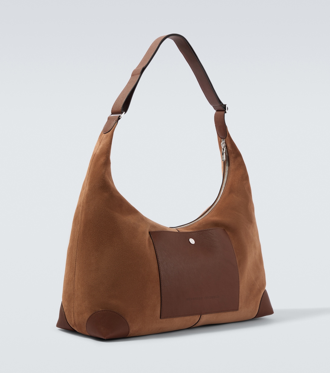 Schultertasche aus Veloursleder und Leder | Brunello Cucinelli