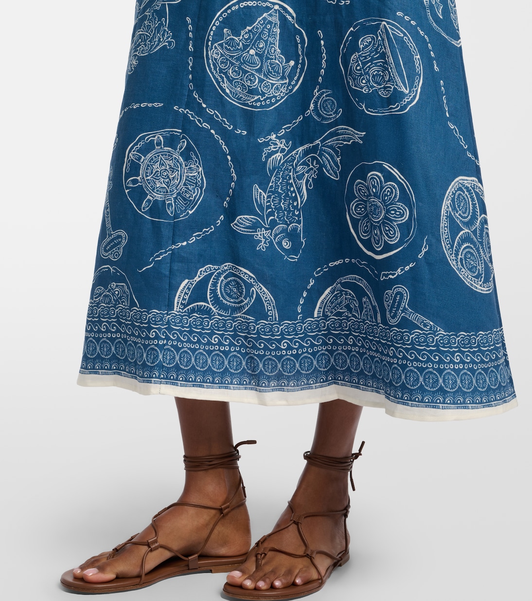 Lucky printed linen midi dress | Alémais