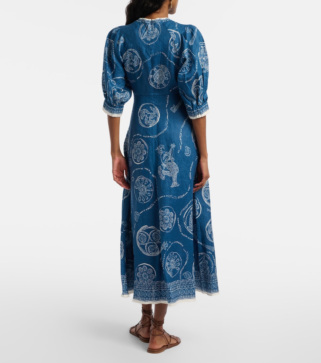 Lucky printed linen midi dress | Alémais