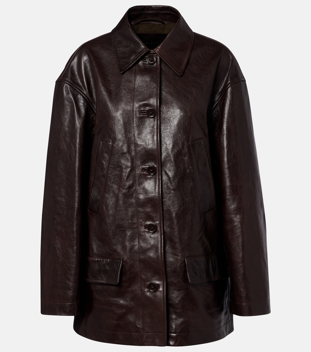 Oversized leather car coat | Balenciaga