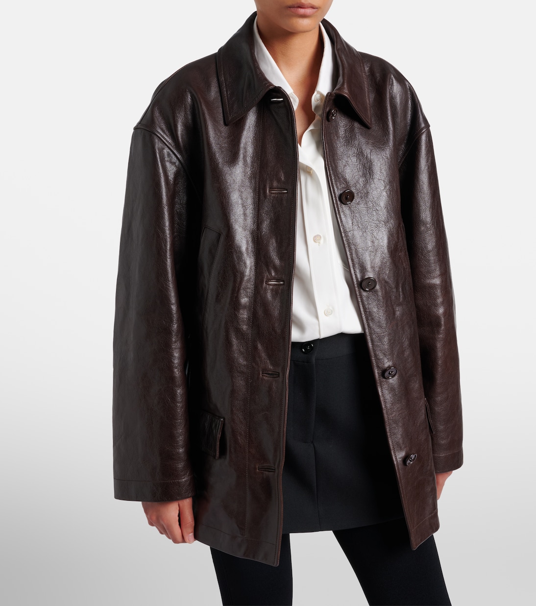 Oversized leather car coat | Balenciaga