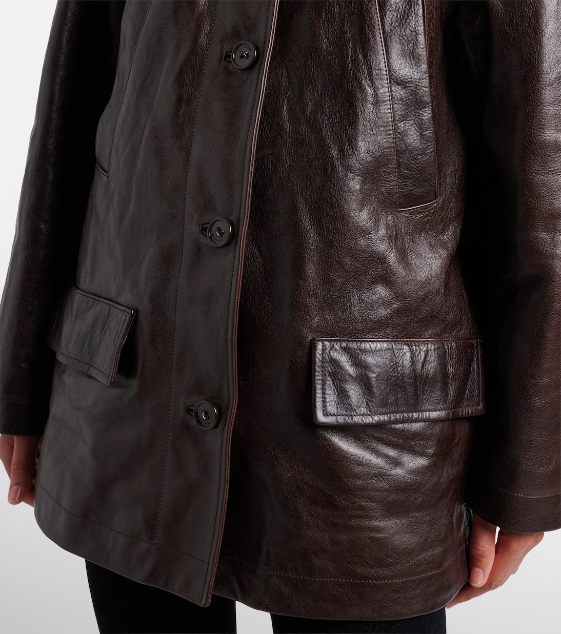 Oversized leather car coat | Balenciaga