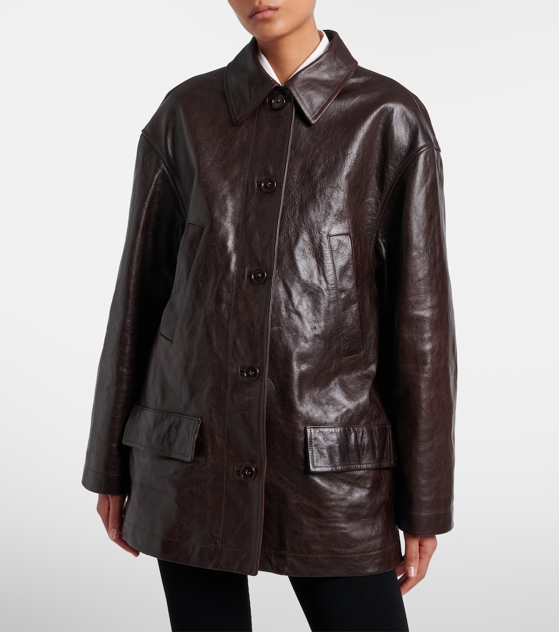 Oversized leather car coat | Balenciaga