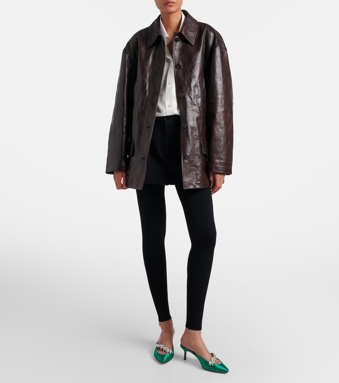 Oversized leather car coat | Balenciaga