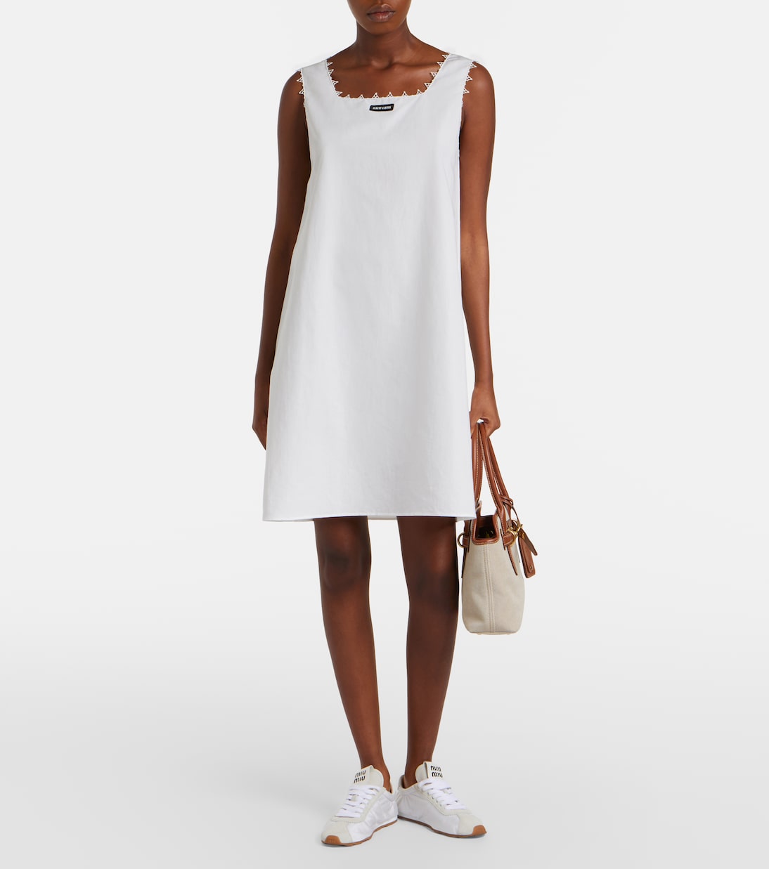Embroidered cotton and linen minidress | Miu Miu
