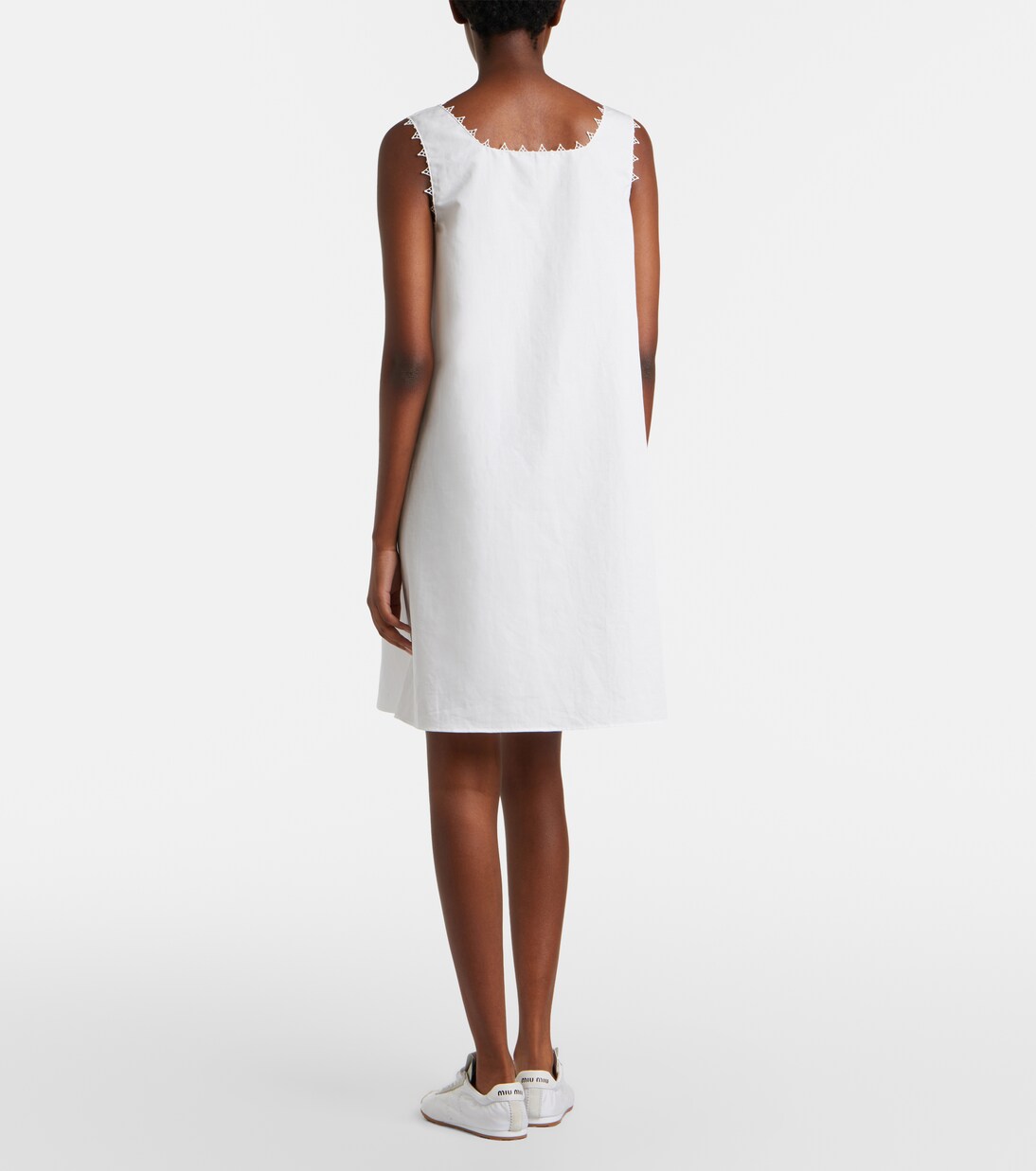 Embroidered cotton and linen minidress | Miu Miu