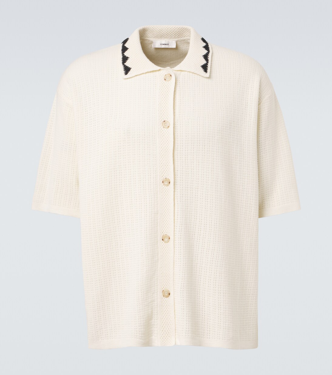 Embroidered crochet cotton-blend top | Commas