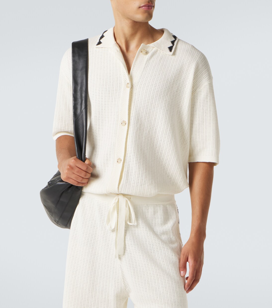 Embroidered crochet cotton-blend top | Commas