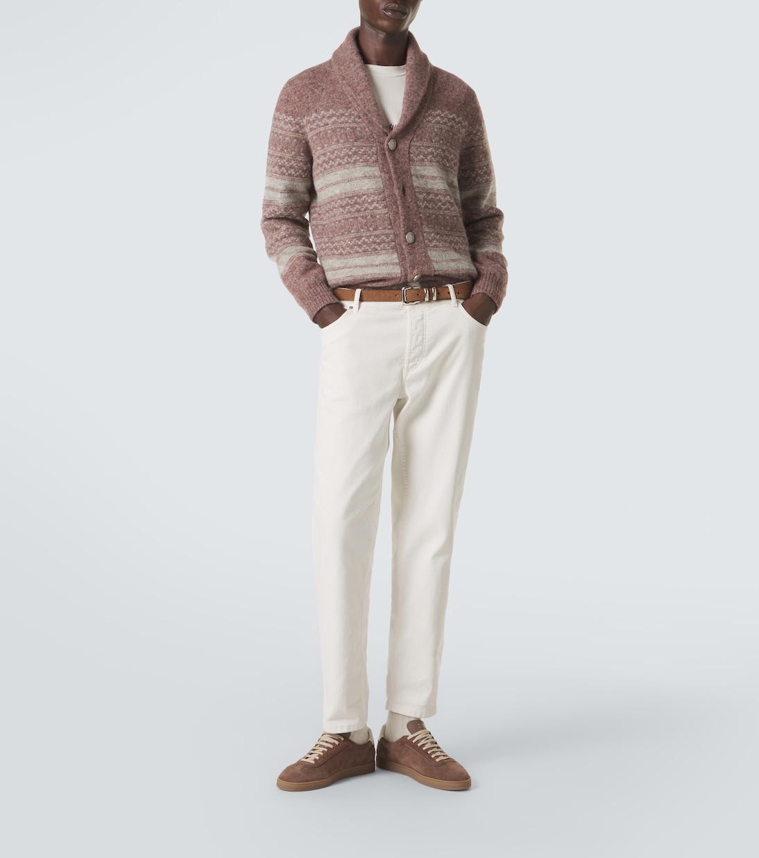 Leather-trimmed suede sneakers  | Brunello Cucinelli