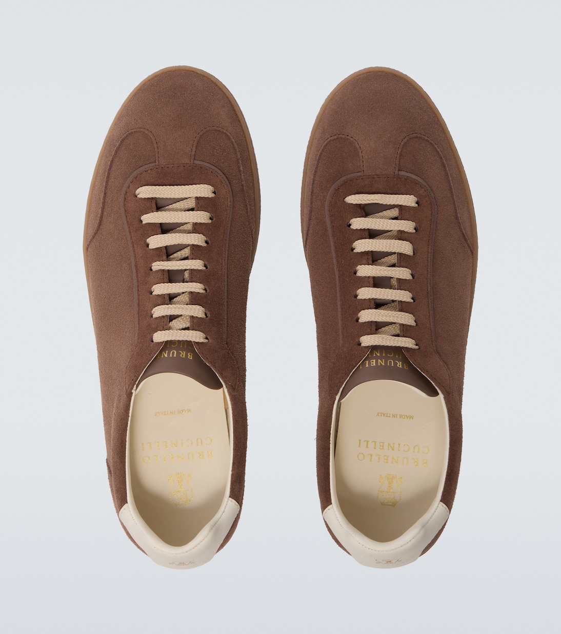 Leather-trimmed suede sneakers  | Brunello Cucinelli