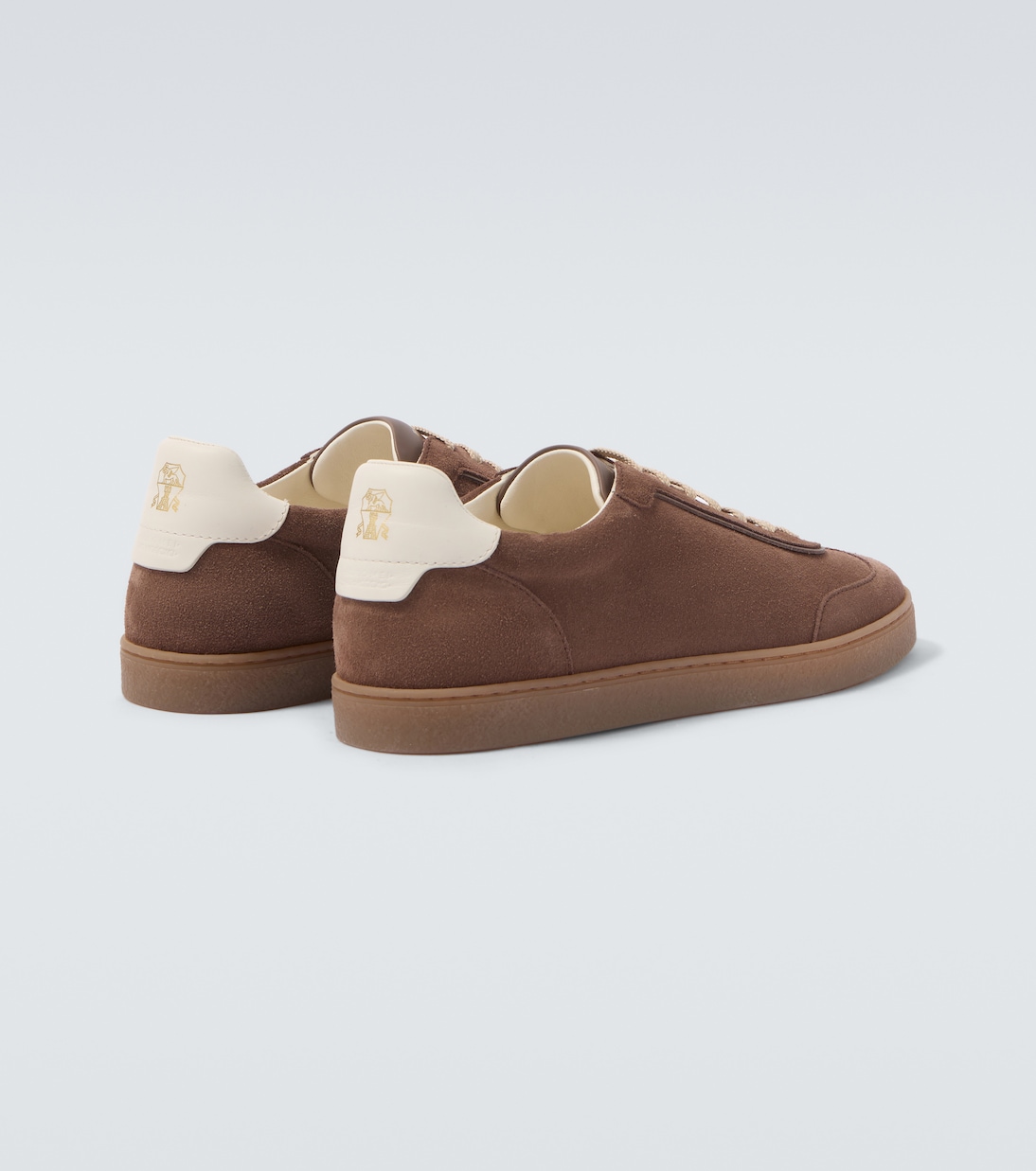 Leather-trimmed suede sneakers  | Brunello Cucinelli