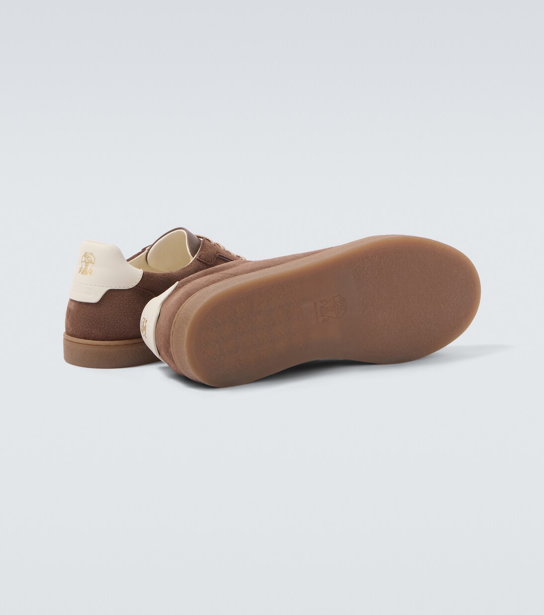 Leather-trimmed suede sneakers  | Brunello Cucinelli