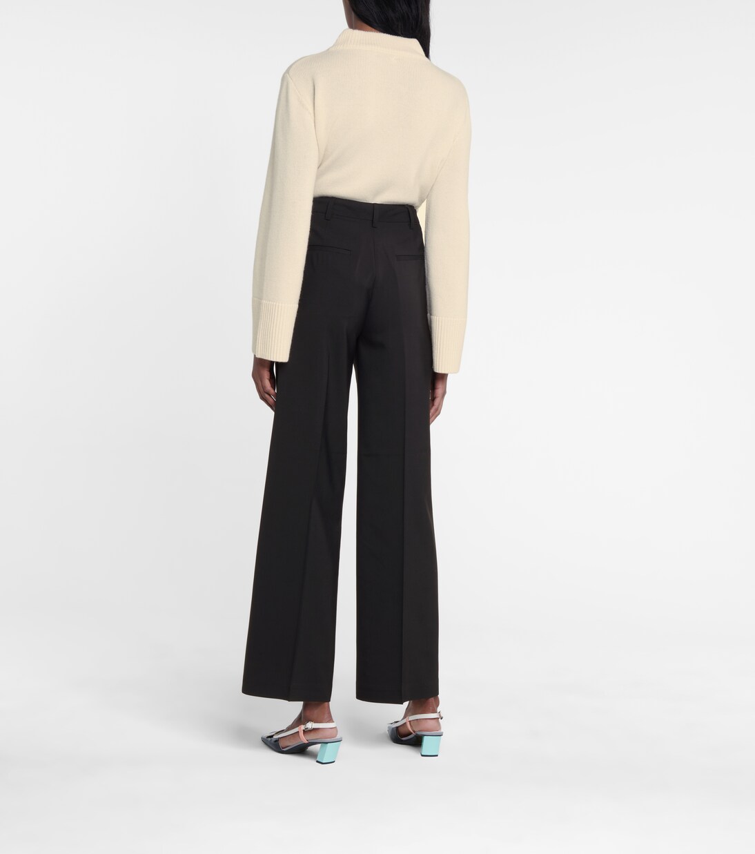 Pantalon ample à taille haute en laine | CO