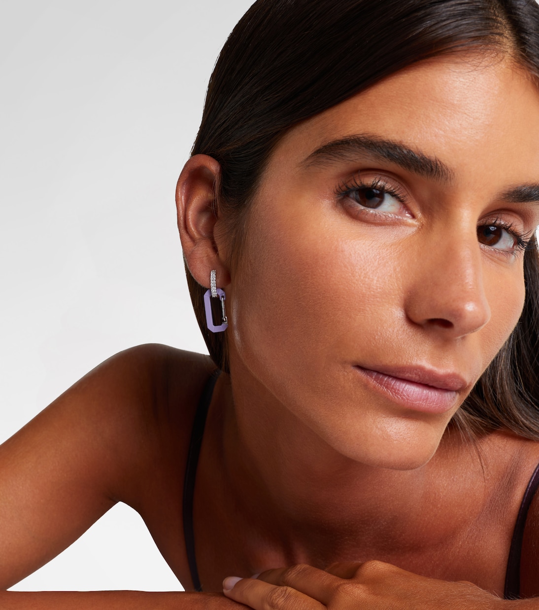 Einzelner Ohrring Chiara Small aus 18kt Weißgold mit Diamanten | Eéra