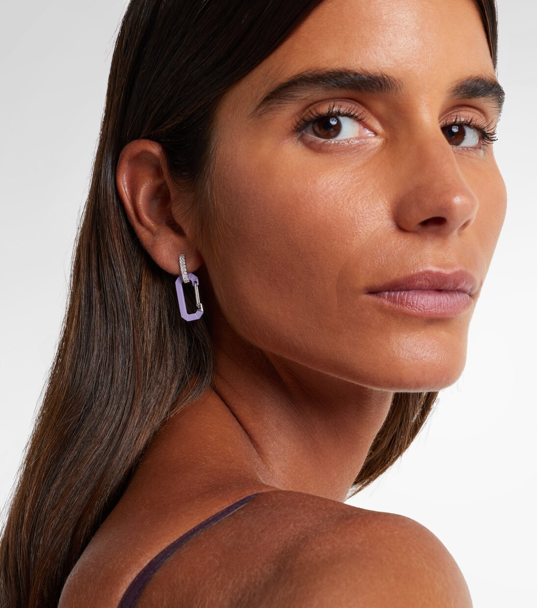 Einzelner Ohrring Chiara Small aus 18kt Weißgold mit Diamanten | Eéra