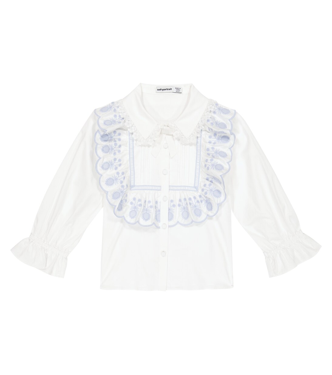 Ruffle-trimmed cotton poplin top | Self-Portrait Kids