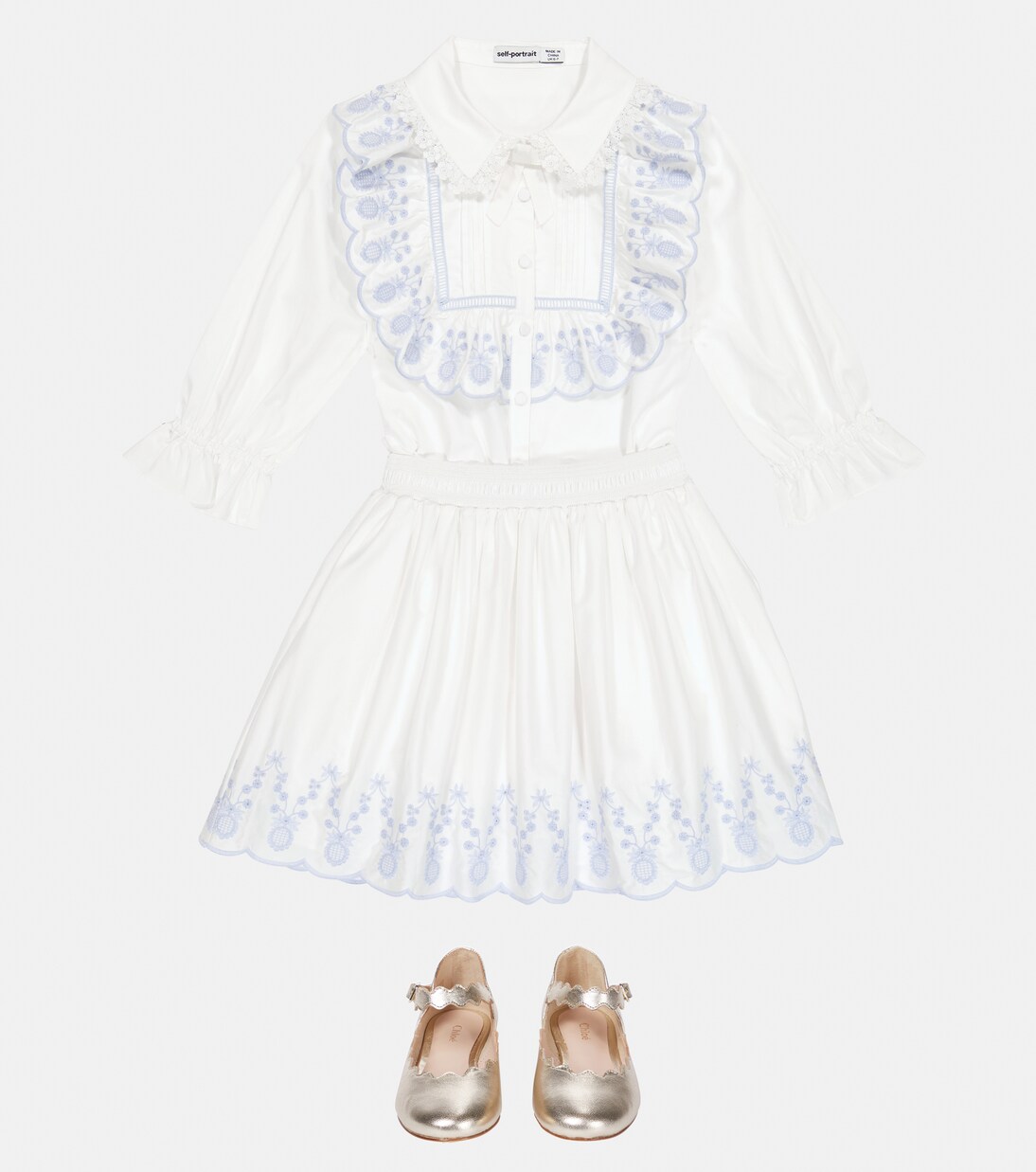 Ruffle-trimmed cotton poplin top | Self-Portrait Kids