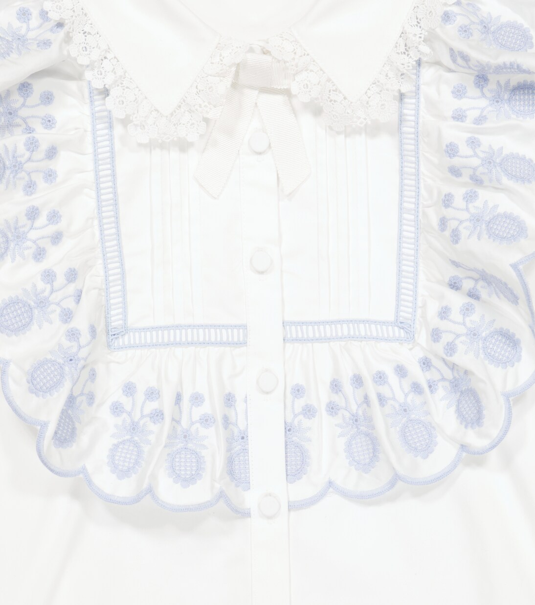 Ruffle-trimmed cotton poplin top | Self-Portrait Kids