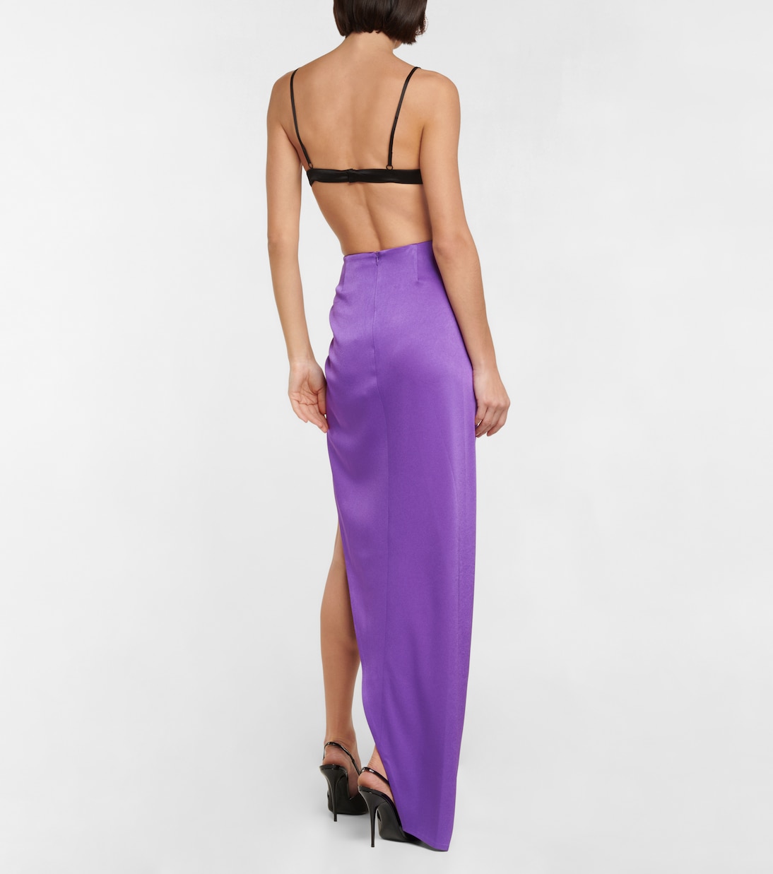 Gonna lunga Ridley in raso drappeggiato | Alex Perry