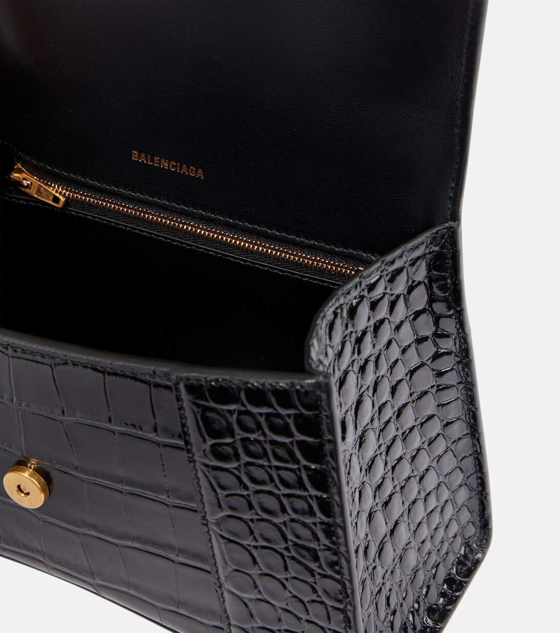 Hourglass XS croc-effect leather crossbody bag | Balenciaga