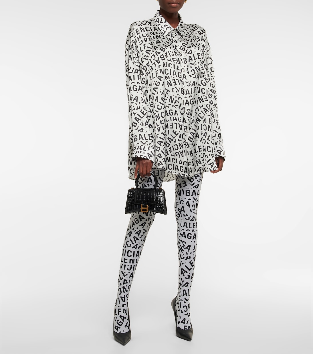 Hourglass XS croc-effect leather crossbody bag | Balenciaga