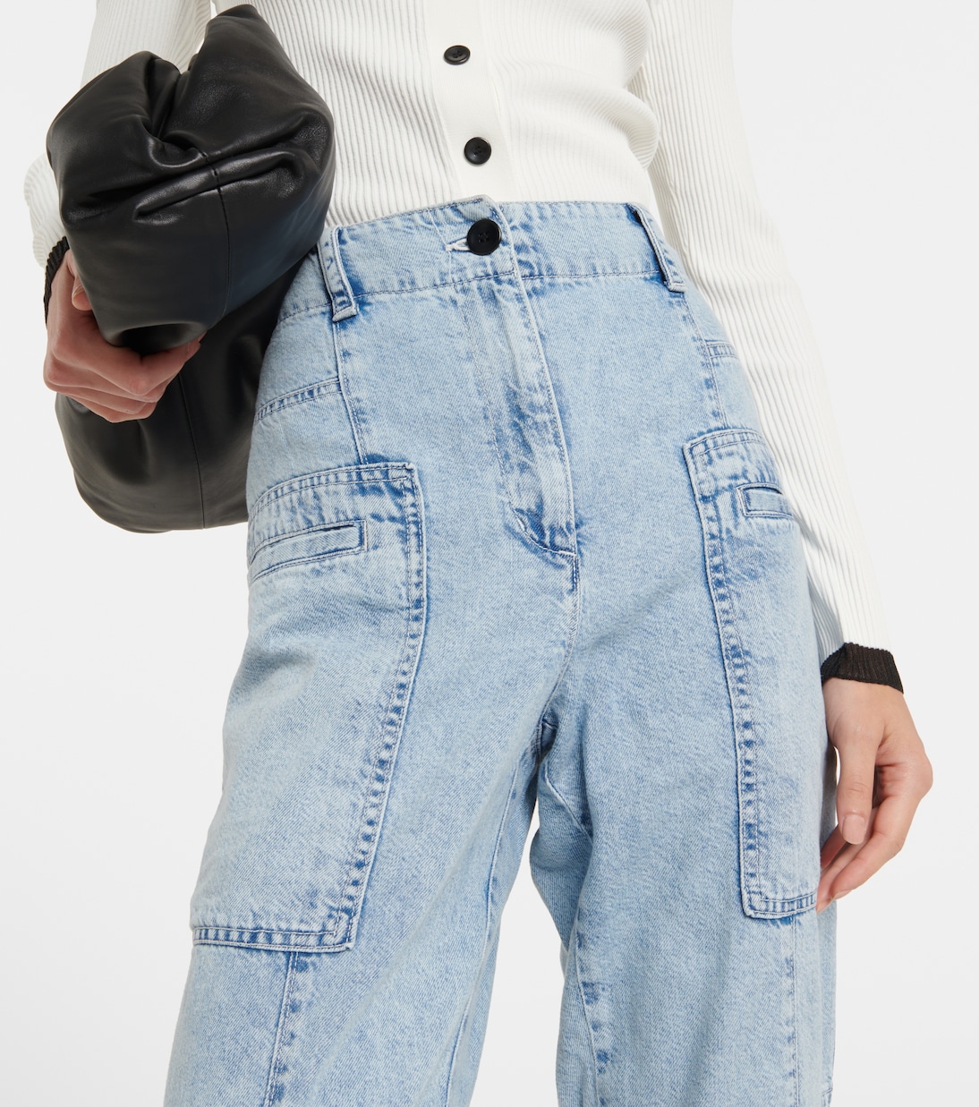 High-Rise Cargo-Jeans Chambray | Proenza Schouler