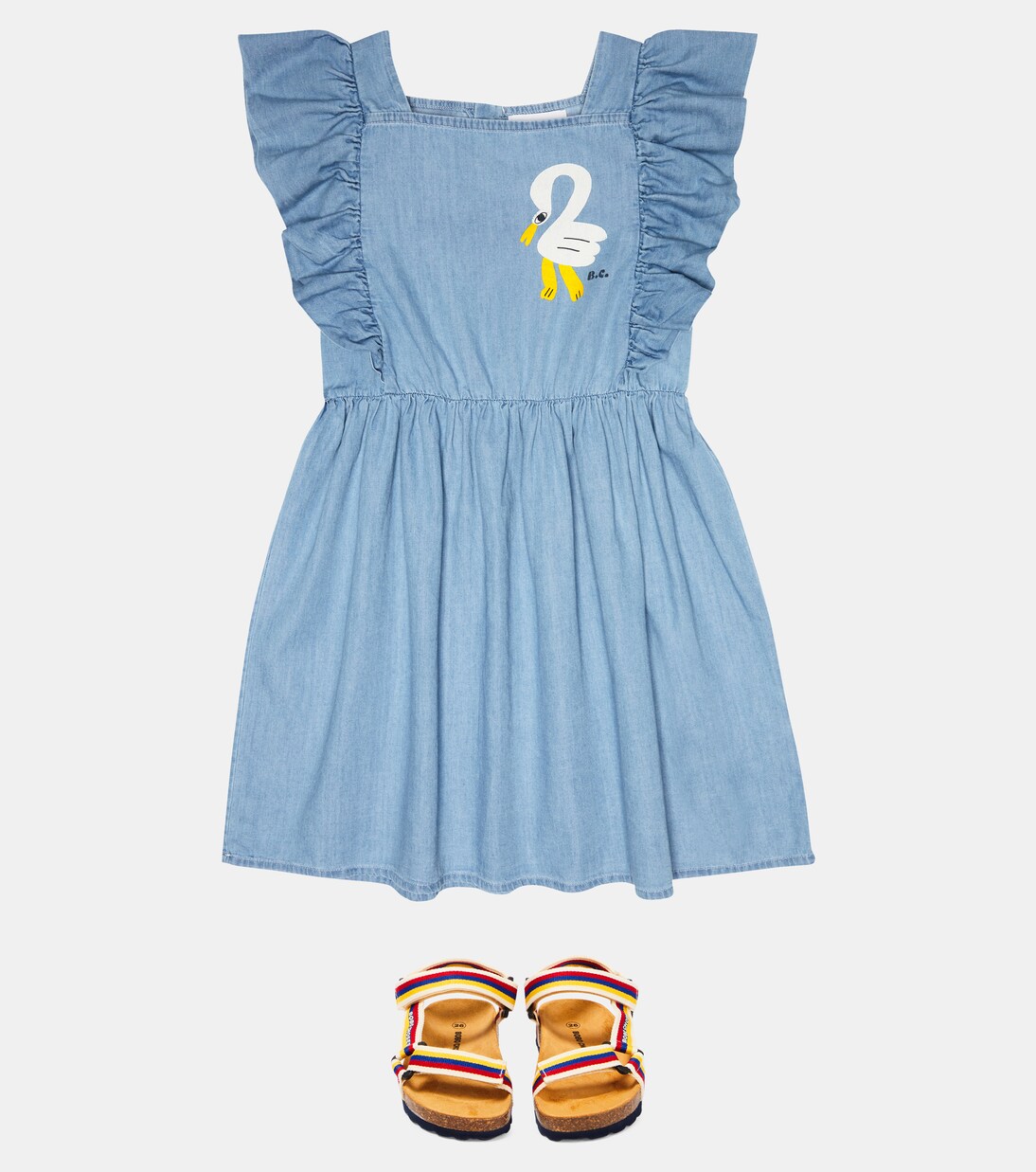 Printed ruffled denim dress | Bobo Choses