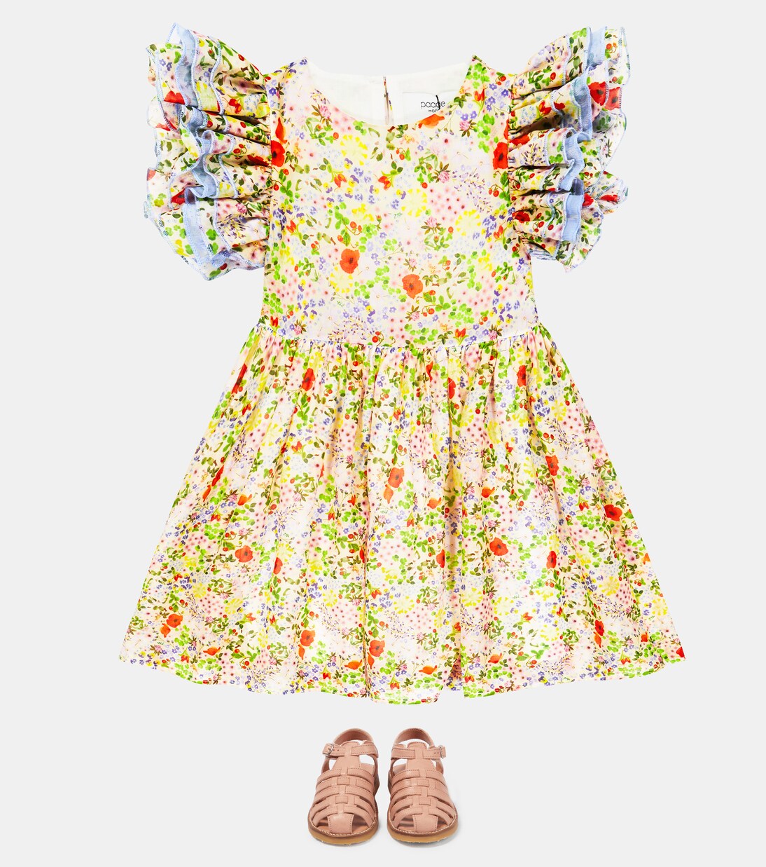 Ruffled floral cotton and silk dress | Paade Mode