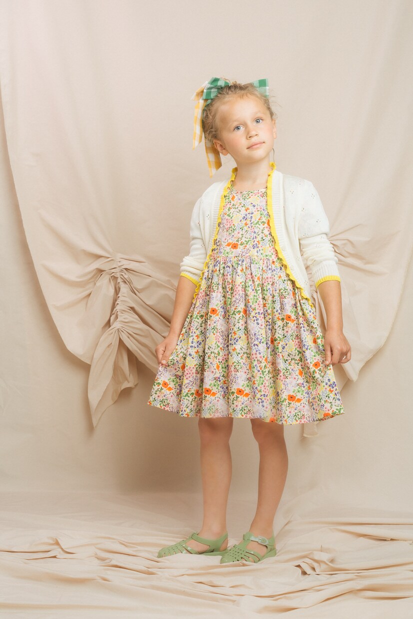 Ruffled floral cotton and silk dress | Paade Mode