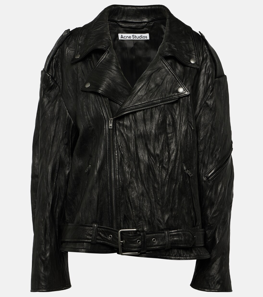 Linor oversized belted leather jacket | Acne Studios