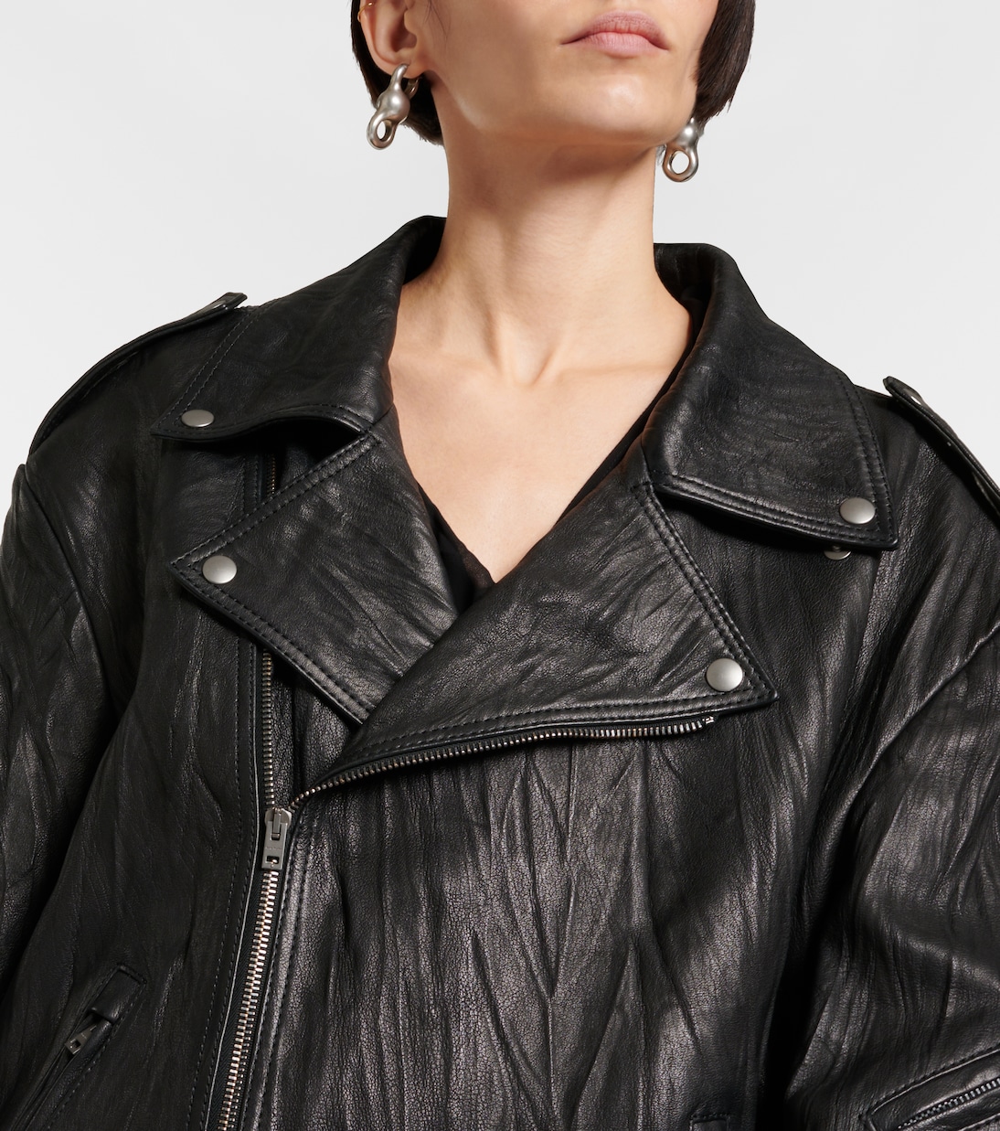 Linor oversized belted leather jacket | Acne Studios