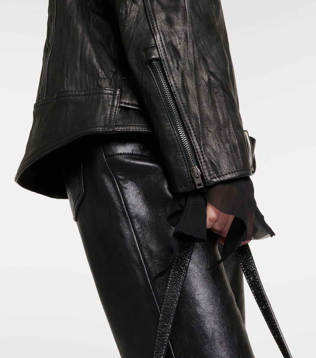 Linor oversized belted leather jacket | Acne Studios