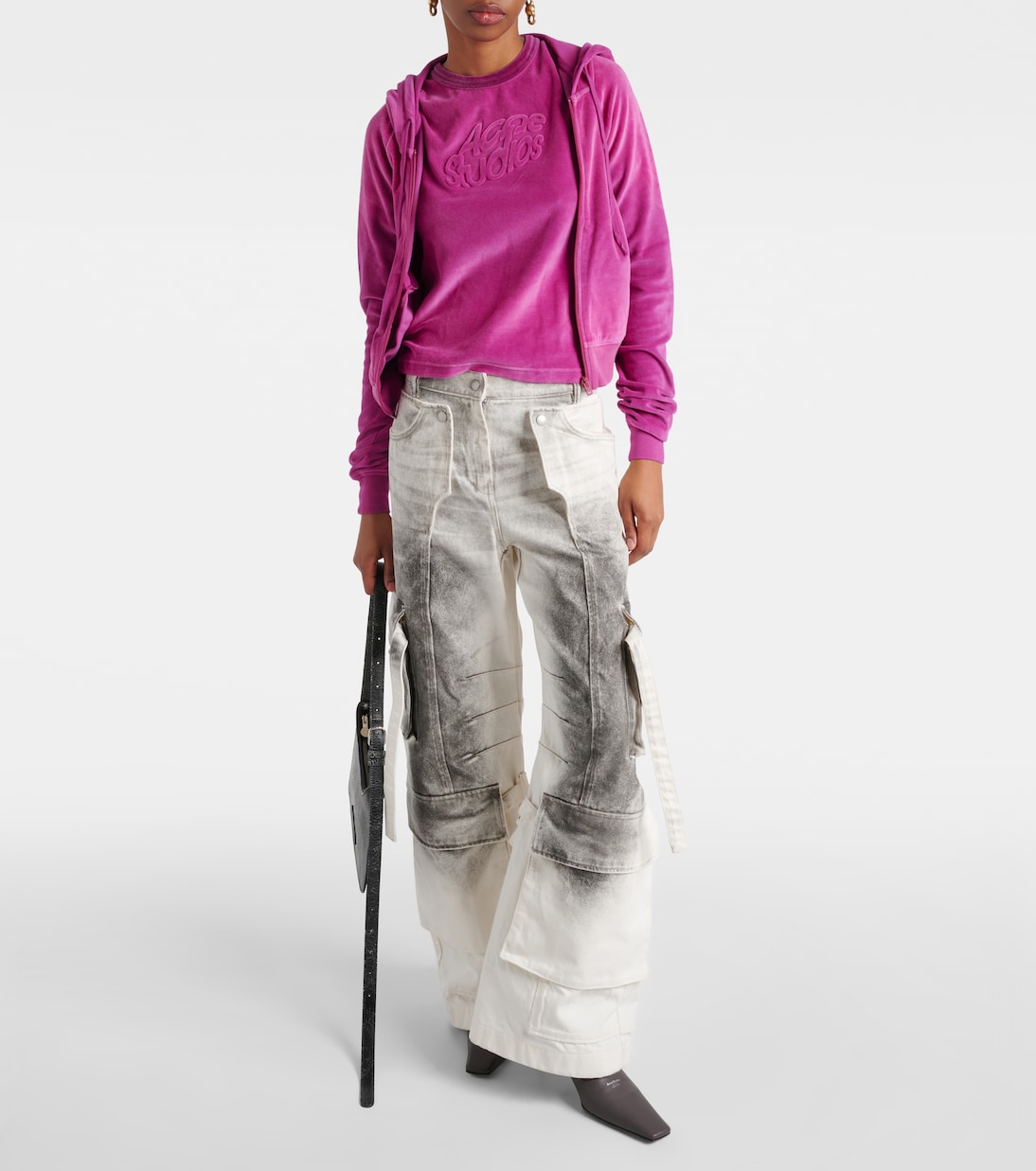 Francess velvet zip-up hoodie  | Acne Studios