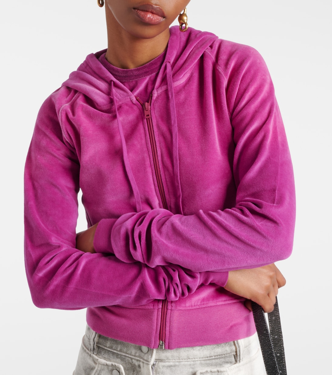 Francess velvet zip-up hoodie  | Acne Studios