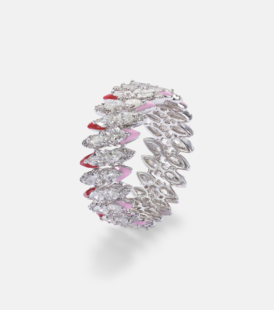 Anello in oro bianco 18kt e smalto con diamanti | Kamyen