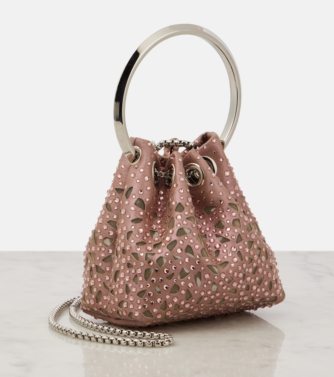 Sac seau Bon Bon Micro en daim | Jimmy Choo