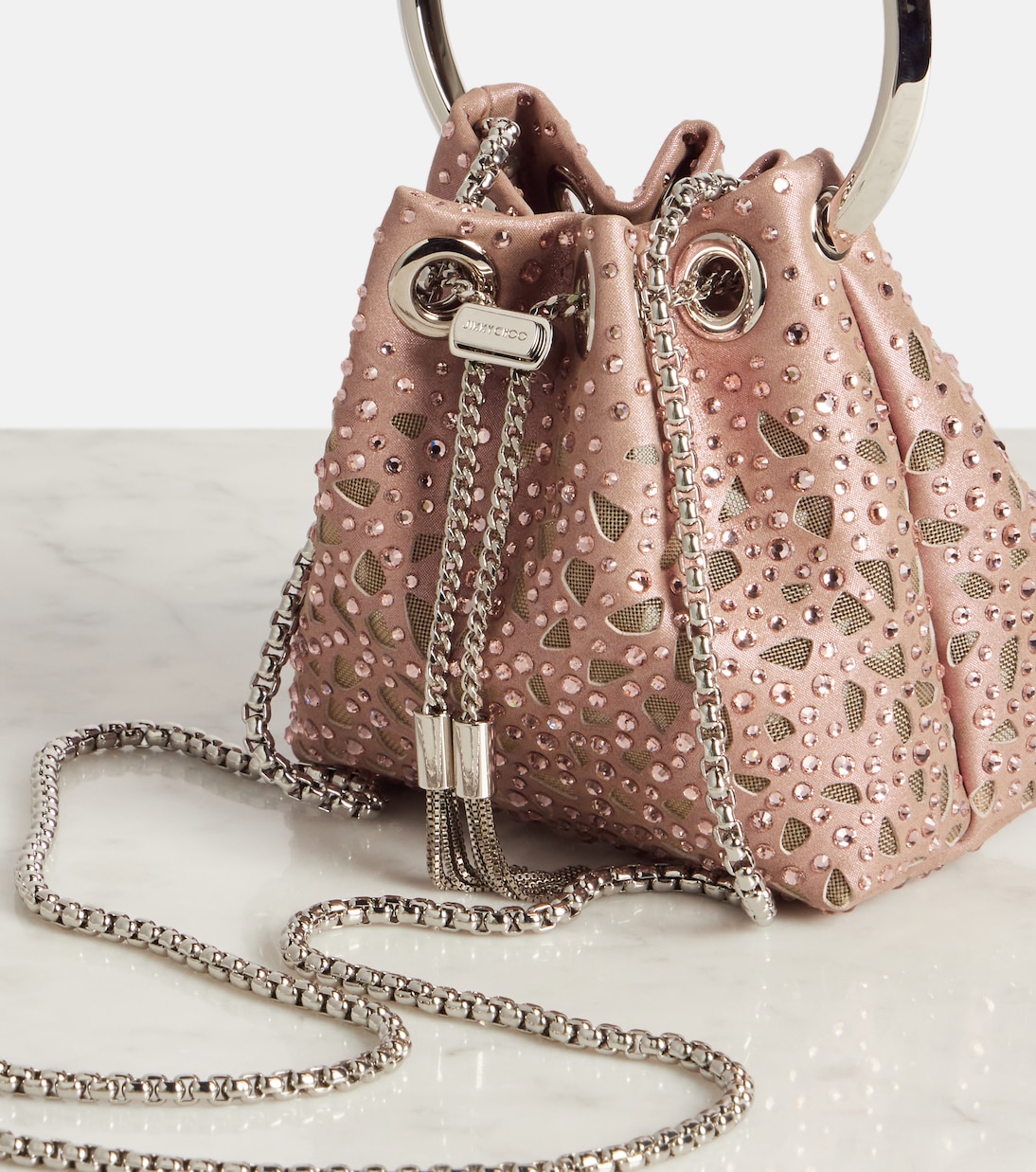 Sac seau Bon Bon Micro en daim | Jimmy Choo