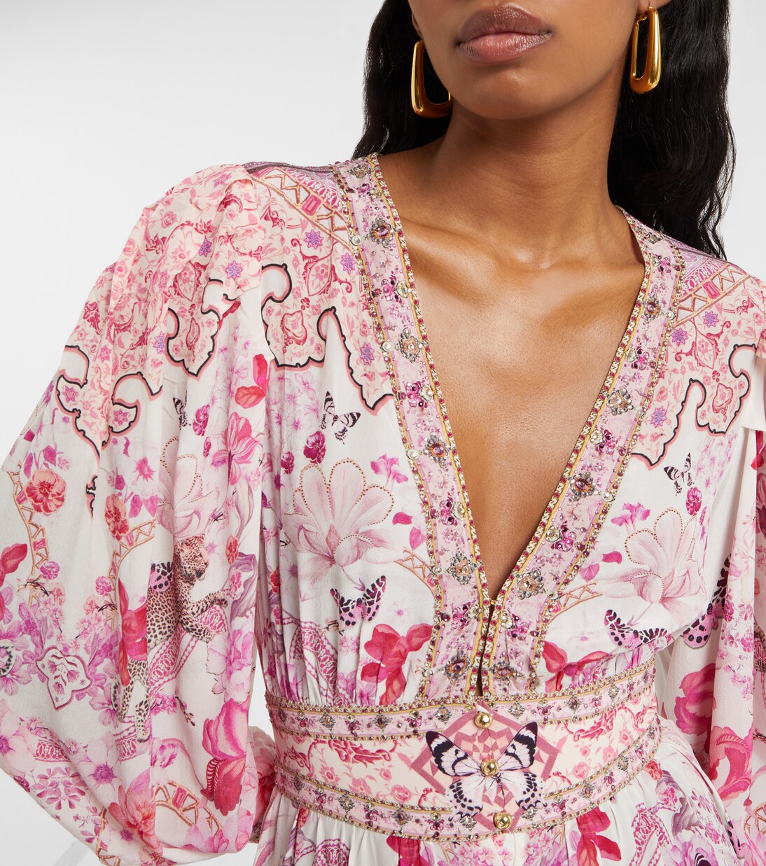 Verziertes Maxikleid aus Seide | Camilla