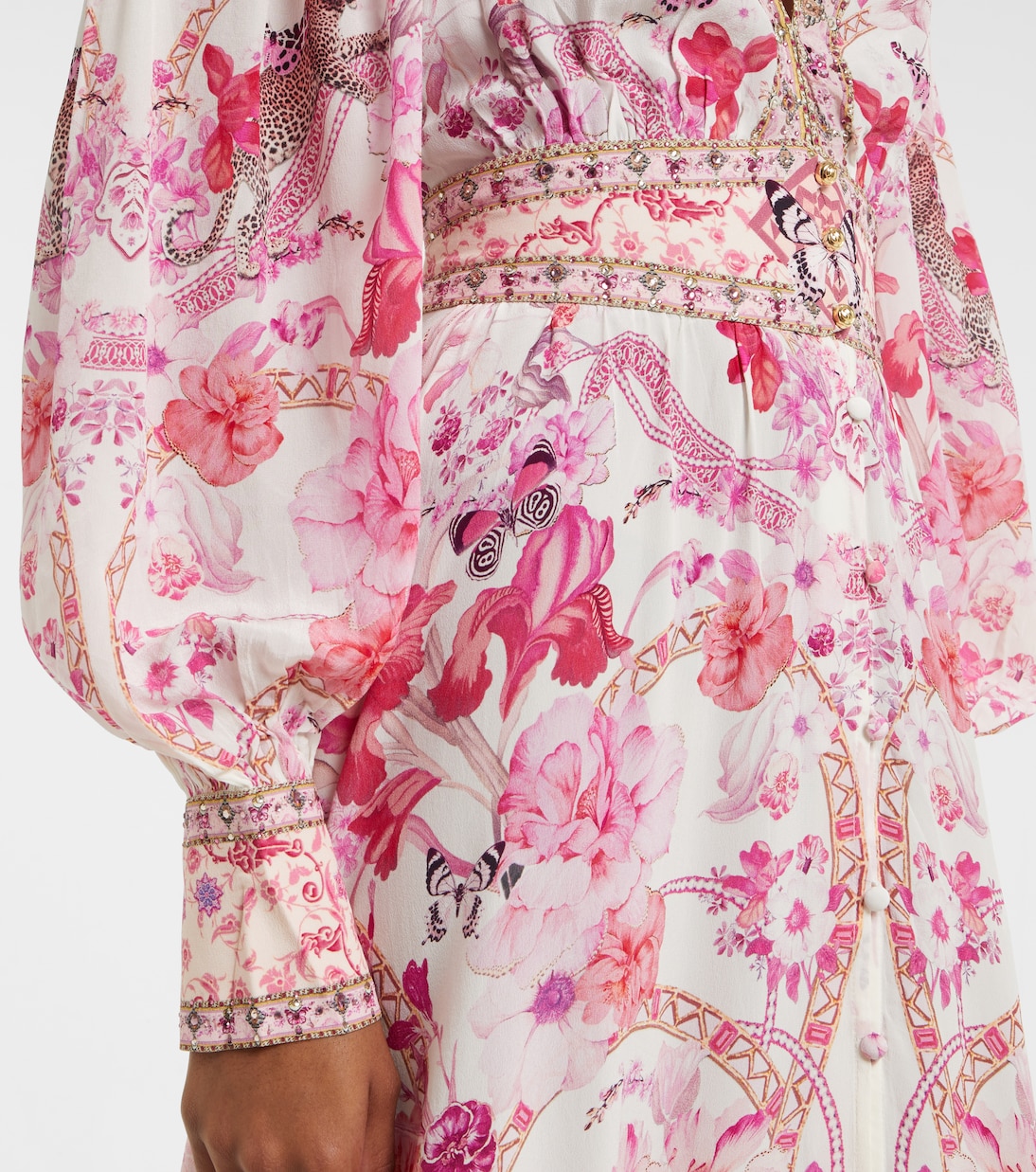 Verziertes Maxikleid aus Seide | Camilla