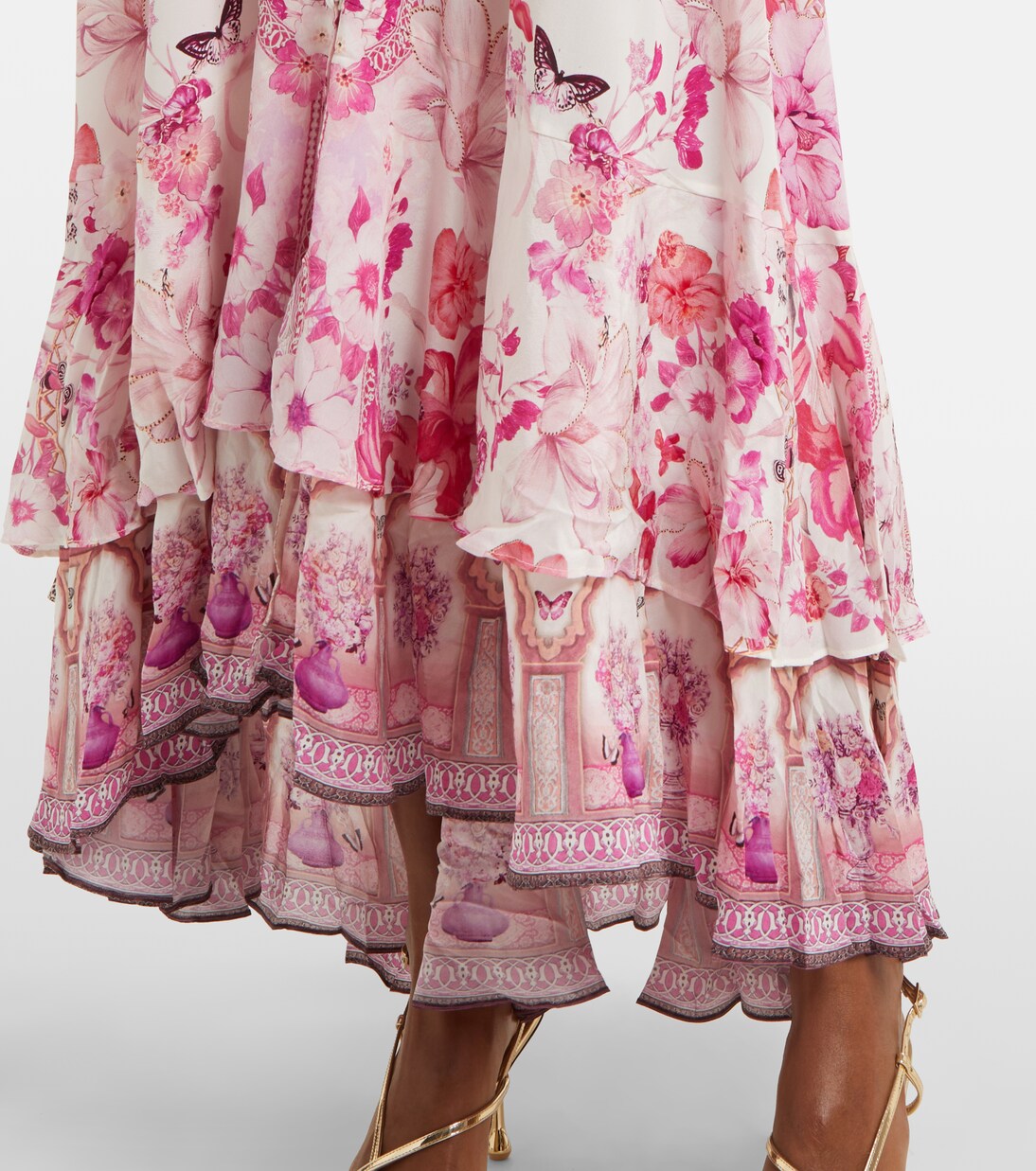 Verziertes Maxikleid aus Seide | Camilla