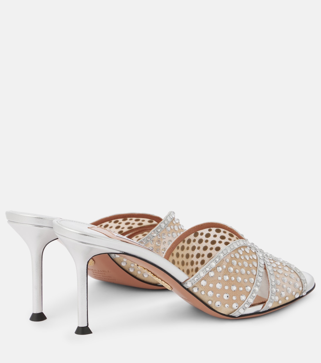 Crystal Lover 75 leather-trimmed mules | Aquazzura