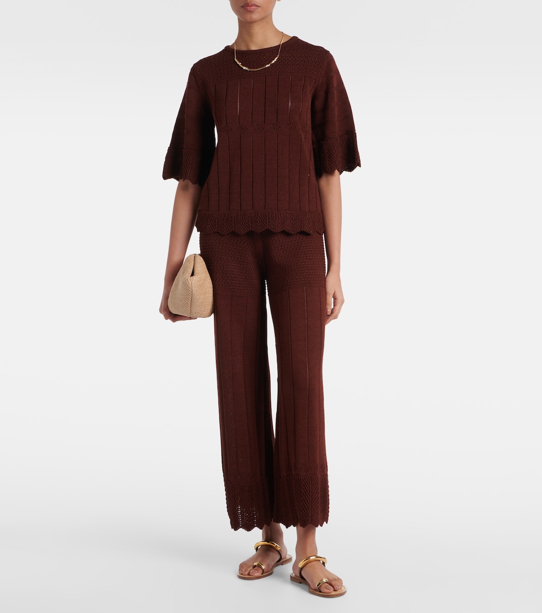 Récit网眼针织棉质混纺阔腿裤 | Eres