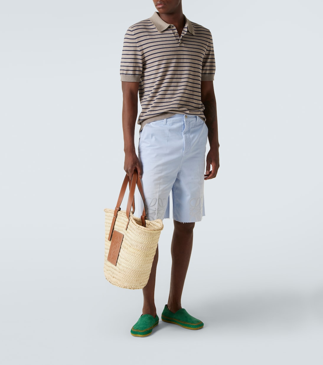 Polo in maglia di misto cotone a righe | Loewe