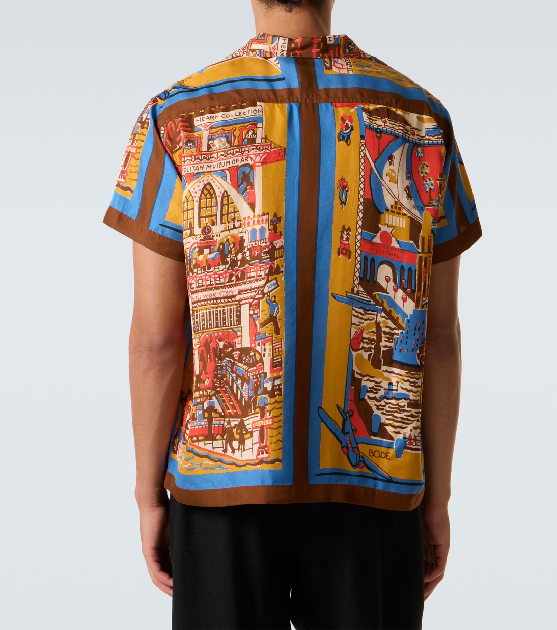 Manhattan Island printed silk bowling shirt | Bode